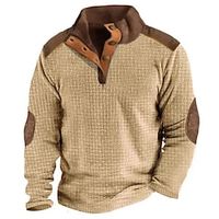 Men's Sweatshirt Navy Blue Khaki Beige Gray Standing Collar Plain Patchwork Color Block Sports  Outdoor Daily Holiday Streetwear Basic Casual Spring   Fall Clothing Apparel Hoodies Sweatshirts  miniinthebox