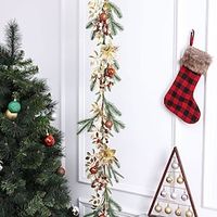 Artificial Christmas Garland, Green, Carolina Pine, Decorated with Pine Cones, Christmas Collection Lightinthebox - thumbnail