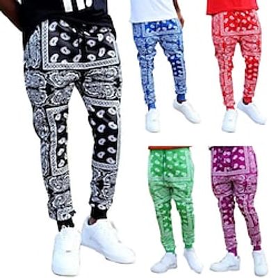 Men's Active Pants Joggers Trousers Casual Pants Print Graphic Prints Comfort Breathable Outdoor Daily Going out Fashion Streetwear Black Red Lightinthebox