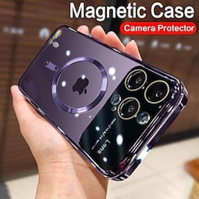 Wireless Charging Clear Case Large Window Glass Lens Protector Cover Magsafe Magnetic Case For IPhone 15 14 13 12 11 Pro Max 14Plus XR XS X 7 8 Plus Lightinthebox