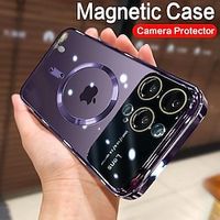 Wireless Charging Clear Case Large Window Glass Lens Protector Cover Magsafe Magnetic Case For IPhone 15 14 13 12 11 Pro Max 14Plus XR XS X 7 8 Plus Lightinthebox - thumbnail