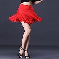 Latin Dance Ballroom Dance Skirts Printing Pleats Pure Color Women's Performance Training High Milk Fiber Lightinthebox