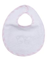 Logo Embroidered Cotton Bib - White/ Pink Logo Embroidered Cotton Bib - White/ Pink