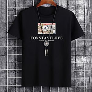 Men's Unisex Tee T shirt Hot Stamping Graphic Prints Letter Plus Size Print Short Sleeve Casual Tops Cotton Basic Fashion Designer Big and Tall White Black Khaki miniinthebox