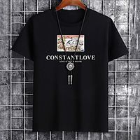 Men's Unisex Tee T shirt Hot Stamping Graphic Prints Letter Plus Size Print Short Sleeve Casual Tops Cotton Basic Fashion Designer Big and Tall White Black Khaki miniinthebox - thumbnail