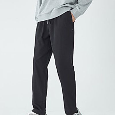 Men's Fashion Streetwear Straight Sweatpants Trousers Pocket Elastic Drawstring Design Pants Casual Daily Solid Color Breathable Soft Mid Waist Black Khaki Dark Gray L XL XXL 3XL Lightinthebox