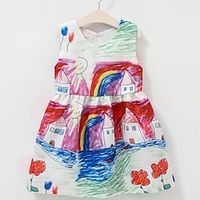 Kids Girls' Dress Cartoon A Line Dress Dress School 34 Length Sleeve Active Dress 3-7 Years Winter White  Fall Lightinthebox - thumbnail