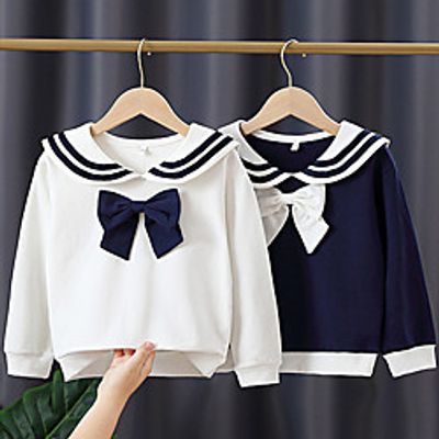 [3y-11y]big girls navy style lapel cotton long-sleeved sweater Lightinthebox
