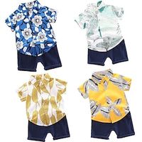 Children's Summer Suit 2024 New Trendy Boys Printed Short Sleeved Shirt And Shorts Two-Piece Set Of Baby Clothes Lightinthebox