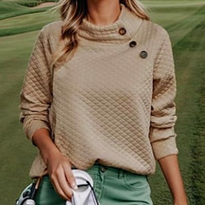 Women's Golf Hoodie Golf Pullover Golf Sweatshirt Thermal Warm Breathable Moisture Wicking Long Sleeve Golf Outerwear Top Button Solid Color Winter Autumn  Fall Tennis Golf Pickleball Lightinthebox