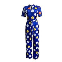 Women's Plus Size Jumpsuit Polka Dot Casual Streetwear Casual Daily High Full Length Spring Summer Blue L XL XXL 3XL Lightinthebox - thumbnail