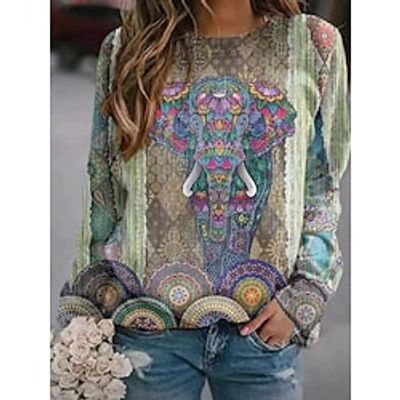 Women's Sweatshirt Pullover Animal Print Daily Sports 3D Print Active Streetwear Hoodies Sweatshirts  Green Blue Khaki miniinthebox