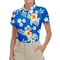 Women's Polo Shirt Golf Shirt Golf Clothes Breathable Quick Dry Soft Short Sleeve Top Regular Fit Floral Summer Spring Tennis Golf Badminton Lightinthebox - thumbnail
