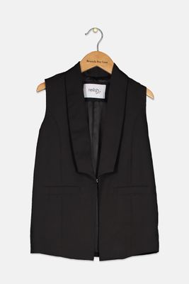 Kids Girls Notched Collar Blazer Black Kids Girls Notched Collar Blazer Black