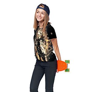 Kids Girls' T shirt Tee Short Sleeve 3D Print Graphic Unisex Print Black Children Tops Summer Active Daily Wear Regular Fit 3-12 Years miniinthebox