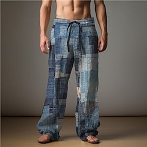 Color Block Geometry Casual Men's 3D Print Pants Trousers Outdoor Street Going out Polyester Blue Purple Brown S M L Mid Waist Elasticity Pants Lightinthebox