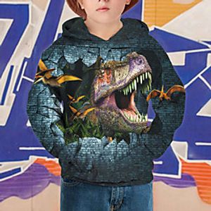 Kids Boys' Hoodie Long Sleeve Dinosaur Navy Blue Children Tops Fall Active Regular Fit 4-12 Years Lightinthebox