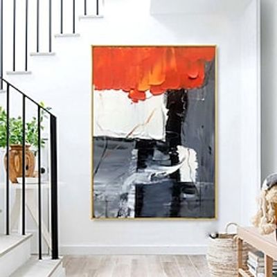 Handmade Oil Painting Canvas Wall Art Decor Abstract Knife Painting Landscape Black For Home Decor Rolled Frameless Unstretched Painting Lightinthebox