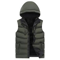 Men's Puffer Vest Quilted Vest Outdoor Daily Wear Vacation Going out Fashion Basic Fall  Winter Zipper Pocket Polyester Warm Color Block Zipper Hooded Regular Fit Black Yellow Khaki Army Green Vest Lightinthebox - thumbnail