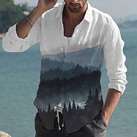 Men's Shirt Scenery Turndown Street Casual Button-Down Print Long Sleeve Tops Casual Fashion Breathable Blue / Spring / Summer miniinthebox - thumbnail