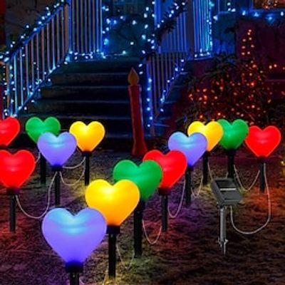 Solar Love Heart Shaped Lawn Lights Outdoor Waterproof Wedding Party Valentine's Day Garden Villa Backyard Street Landscape Decoration Atmosphere Lights Lightinthebox