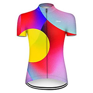 21Grams Women's Short Sleeve Cycling Jersey Summer Nylon Polyester Red / Yellow Stripes Gradient 3D Bike Jersey Top Mountain Bike MTB Road Bike Cycling Ultraviolet Resistant Quick Dry Breathable miniinthebox