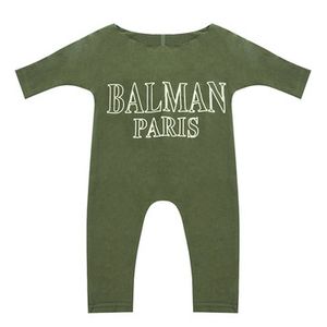 Army Green Printed Baby Girl Rompers