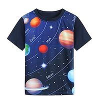 Kids Boys T shirt Galaxy Outdoor 3D Print Short Sleeve Crewneck Active 3-12 Years Spring Blue Lightinthebox - thumbnail