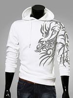Drawstring Special Printed Men Hoodie - thumbnail