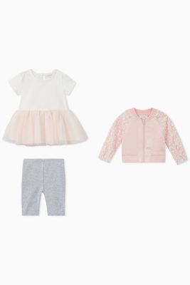 Floral Jacket, Tulle Top & Jersey Leggings Set Floral Jacket, Tulle Top & Jersey Leggings Set