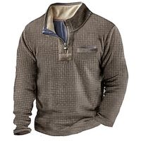Men's Sweatshirt Quarter Zip Sweatshirt Brown Half Zip Plain Pocket Sports Outdoor Daily Holiday Streetwear Basic Casual Fall Winter Clothing Apparel Hoodies Sweatshirts miniinthebox