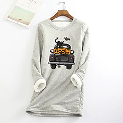 Women's Shift Dress Short Mini Dress Blue Yellow Blushing Pink Light gray Black Dark Gray Red Long Sleeve Print Print Fall Winter Round Neck Casual Halloween 2021 S M L XL XXL 3XL 4XL 5XL Lightinthebox