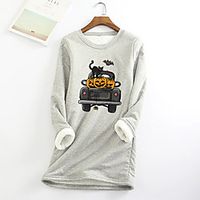 Women's Shift Dress Short Mini Dress Blue Yellow Blushing Pink Light gray Black Dark Gray Red Long Sleeve Print Print Fall Winter Round Neck Casual Halloween 2021 S M L XL XXL 3XL 4XL 5XL Lightinthebox - thumbnail