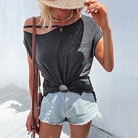 T shirt Tee Women's Dark Gray Plain Pocket Cold Shoulder Street Daily Fashion One Shoulder Regular Fit S Lightinthebox