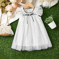 Kids Girls' Dress Polka Dot Short Sleeve Party Outdoor Casual Fashion Daily Casual Polyester Summer Spring Fall 2-12 Years White Pink Lightinthebox