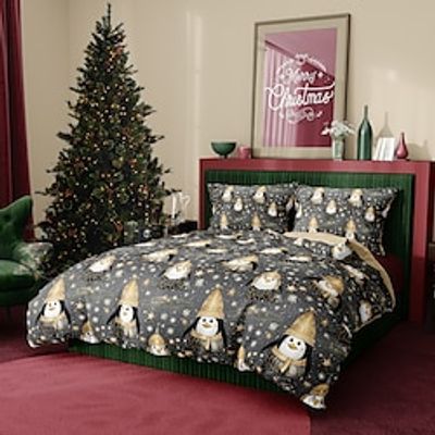 Christmas Penguin Duvet Cover Set, 3 Pieces Comforter Cover With Zipper Closure Soft Microfiber Festival Bedding Gifts Christmas Decoration For Home Lightinthebox