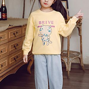 Kids Toddler Girls' Hoodie  Sweatshirt Long Sleeve Cat Galaxy Graphic Print Yellow Children Tops Spring   Fall Casual  Daily Casual  Daily Loose 3-13 Years Lightinthebox