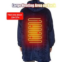 USB Heated Wearable Blanket, Oversied Lazy Hoodie with Large Heating Area on Back Cozy Sherpa Sweatshirt Therapy Heat Blacket with Hood for Sofa/ Bed/ Nightwork/ Outdoor miniinthebox - thumbnail