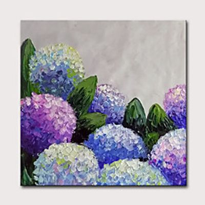 Oil Painting Hand Painted Square Abstract Floral  Botanical Classic Modern Stretched Canvas Lightinthebox