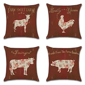 Farmhouse Double Side Cushion Cover 4PC Soft Decorative Square Throw Pillow Cover Cushion Case Pillowcase for Sofa Bedroom Superior Quality Machine Washable Lightinthebox