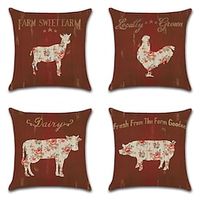 Farmhouse Double Side Cushion Cover 4PC Soft Decorative Square Throw Pillow Cover Cushion Case Pillowcase for Sofa Bedroom Superior Quality Machine Washable Lightinthebox - thumbnail