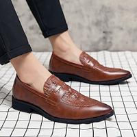 Men's Loafers Slip-Ons British Style Plaid Shoes Walking Casual Daily PU Comfortable Booties / Ankle Boots Loafer Black Brown Spring Lightinthebox