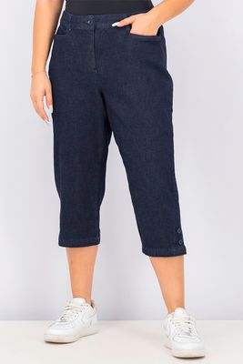 Womens Petite Denim Capri Pants Dark Wash Womens Petite Denim Capri Pants Dark Wash