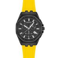 Quantum Men's Quartz Movement Watch, Chronograph Display and Silicone Strap - HNG949.654, Yellow