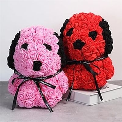 Creative Eternal Flower Rose Puppy Dog Agent with LED Day Valentine's Day Gift Manufacturer Wholesale Christmas Gift Decoration Lightinthebox