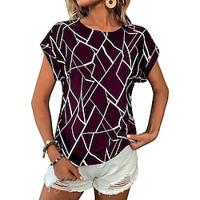 Women's T shirt Tee Geometric Daily Weekend Print Black Short Sleeve Fashion Round Neck Summer Lightinthebox