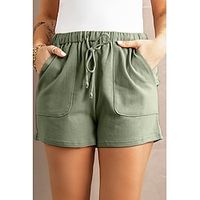 Women's Shorts Cotton Blend Plain Side Pockets Short Casual Daily Going out Weekend Black Blue S M Summer Lightinthebox