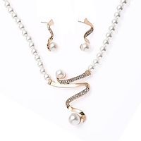 Fashion Rose Gold Imitate Pearl Necklace Earrings Jewelry Set For Women Girls Anniversary Gift Trendy Jewelry Wholesale Lightinthebox - thumbnail