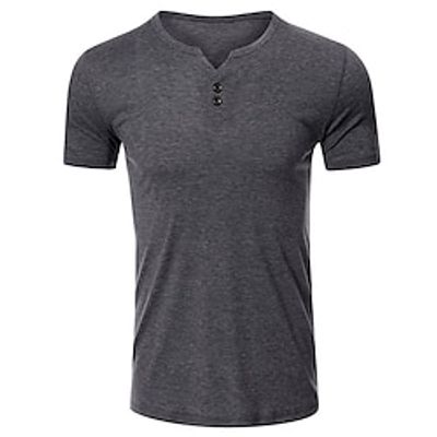 Men's T shirt Tee Henley Shirt Tee Tee Top Plain Henley Street Vacation Short Sleeve Button-Down Clothing Apparel Fashion Designer Basic Lightinthebox