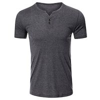 Men's T shirt Tee Henley Shirt Tee Tee Top Plain Henley Street Vacation Short Sleeve Button-Down Clothing Apparel Fashion Designer Basic Lightinthebox - thumbnail